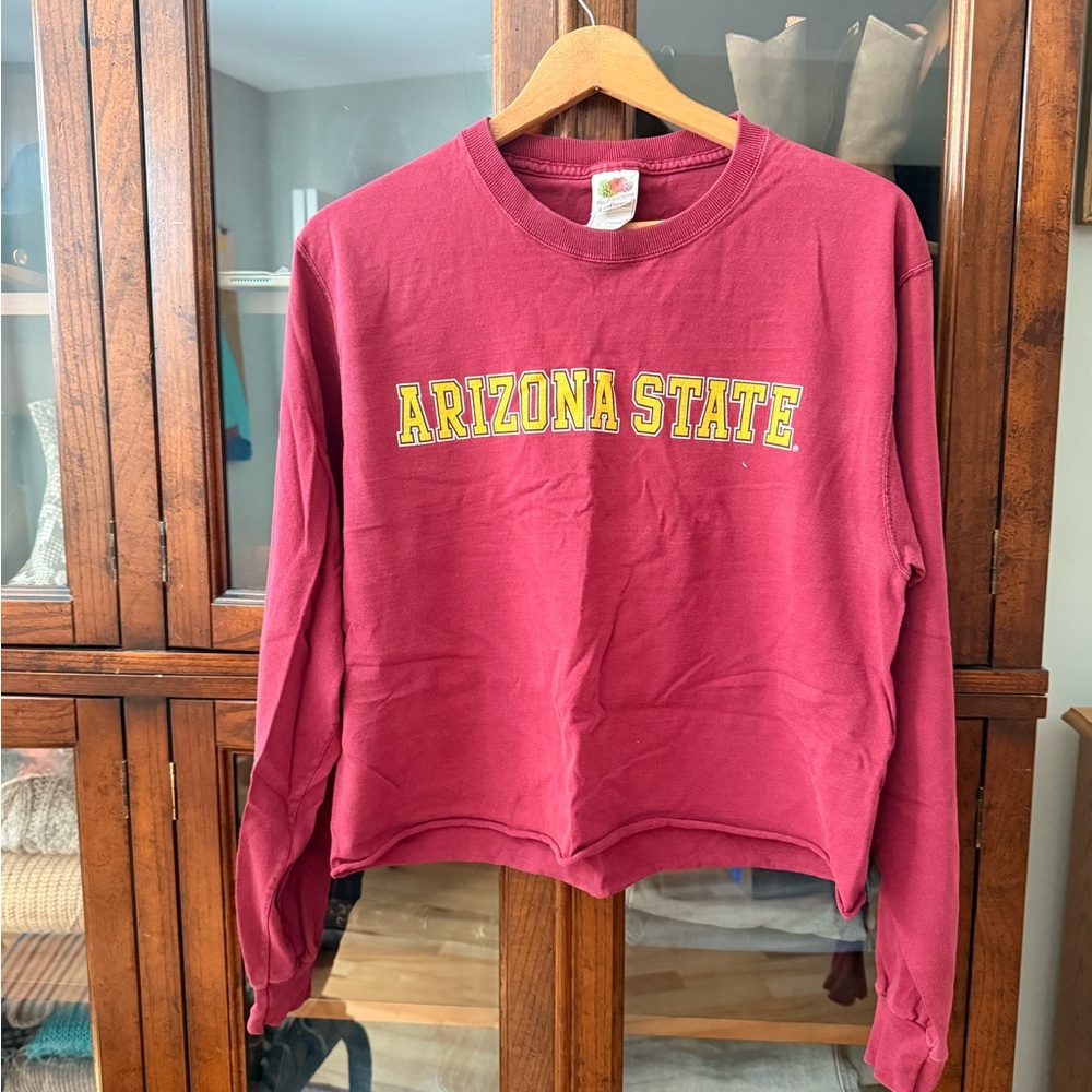 Vintage Arizona State Long Sleeve Crewneck - Garnet with Yellow Lettering